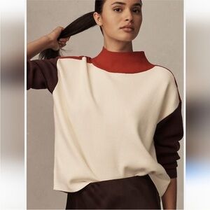 Maeve Carys Red and Cream Mock Neck Sweater
